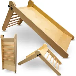 Mamabrum Lernspielzeug Holz-Kinderrutsche mit Leiter - Lauflernwagen für Kinder ab 3 Jahren, ideal für drinnen und fördert die motorischen Fähigkeiten und das Spielvergnügen.