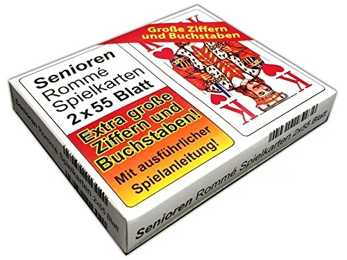 HAC24 2x55 Blatt Senioren Rommé, Canasta, Bridge Spielkarten Kartenspiel Karten