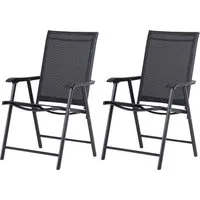 Furnicato Klappstuhl 2er Set mit Armlehne - Schwarz - Praktisches Klappstuhl-Set mit ergonomischem Design und hoher Rückenlehne. Ideal für Garten, Terrasse oder Strand. Zusammenklappbar für einfachen Transport und Aufbewahrung. Robuste Konstruktion für langanhaltenden Komfort.
