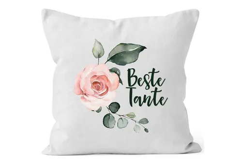 MoonWorks Dekokissen Kissen-Bezug Beste Tante Geschenk Watercolor Kissen-Hülle Deko-Kissen Baumwolle MoonWorks®