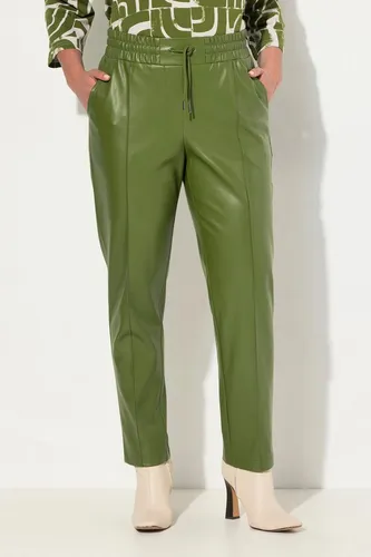 Ulla Popken Schlupfhose 7/8-Hose Lederoptik Biesen Elastikbund