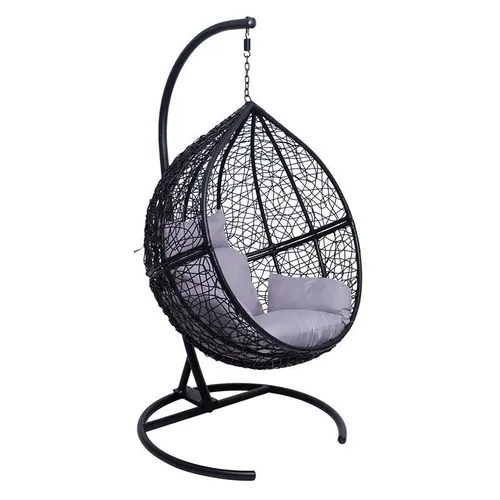Hängesessel Polyrattan Indoor Outdoor schwarz Hängeschaukel Korb Erwachsene