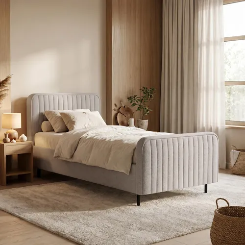 BEAUTYSOFA Polsterbett LAMI 90x200 cm – Modernes Einzelbett mit Bettkasten und Kopfteil
