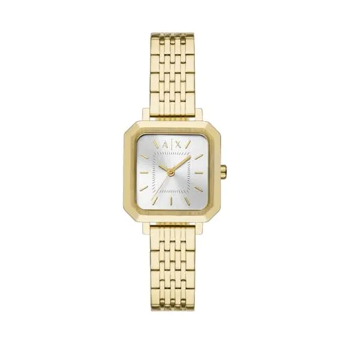 Armani Exchange Gold Kollektion Leila Damenuhr - Elegante Damenuhr aus der Leila-Kollektion mit glänzendem Goldfinish, 5 ATM wasserdicht und ideal für jeden Anlass.
