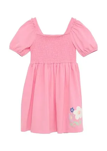 s.Oliver Kurzes Kleid mit Glitzerprint und Smok-Detail in Pink - Freizeitkleid für Damen, mit funkelndem Glitzerprint und raffiniertem Smok-Detail für einen eleganten Look.