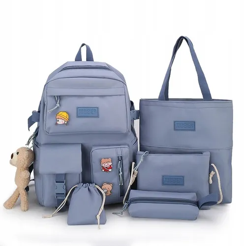 Schulrucksack Jugend Schulranzen Set 5 in 1 Federmäppchen Tasche Beutel Groß