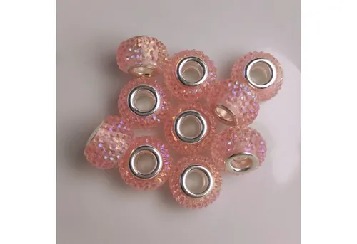 Kopper-24 Bastelperlen Großloch Spacer Charm Perlen Rondelle Bubble genoppt, 14 mm, 10 Stück