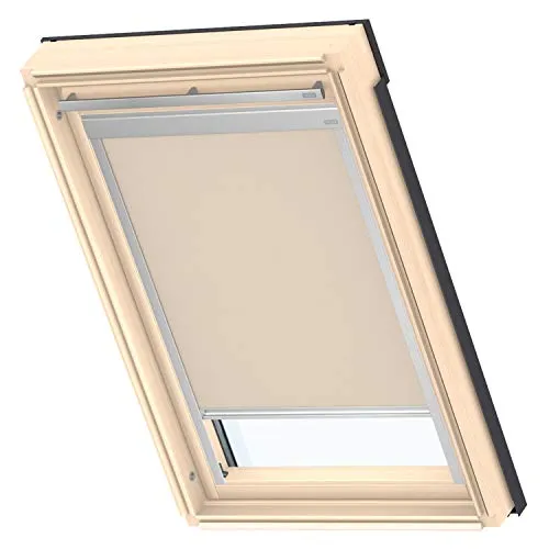 VELUX Original Dachfenster Verdunkelungsrollo Classic, Beige - Seitenzug- & Springrollos, ideal für VELUX Dachfenster mit stufenloser Positionierung und fast vollständiger Verdunkelung. Schneller und einfacher Einbau dank vormontiertem Montagesystem.