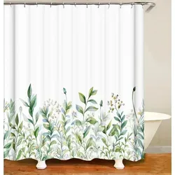 M&W DAS DESIGN Duschvorhang M&W DAS DESIGN Duschvorhang Vintage Garden Pflanzen Textil gelb grün Breite 180 cm 180 cm x 200 cm