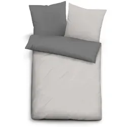 Biberna Wendebettwäsche Alma, 135x200 cm, sturmgrau - Bettwäsche-Set aus 100% Baumwolle mit Wendeoptik und verdecktem Reißverschluss, pflegeleicht und trocknergeeignet für höchsten Schlafkomfort.