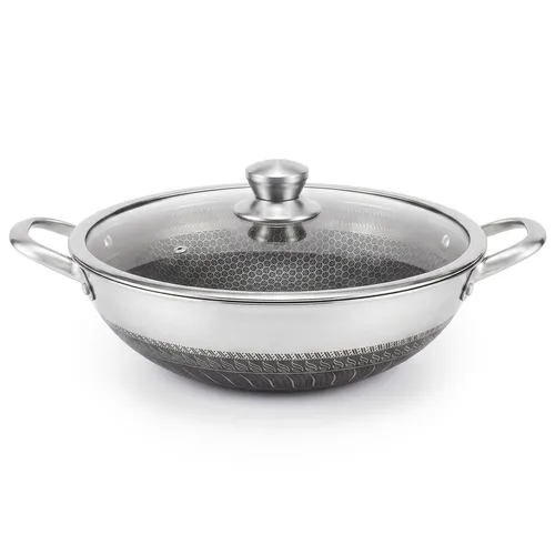 4BIG.fun Wok Bratpfanne Edelstahl 36 cm