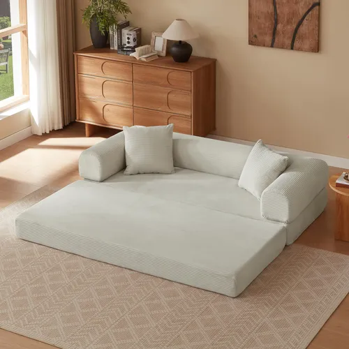 LVHOM 2-in-1 Schlafsofa Faltbar Cord – Flexibles Gästebett ohne Montage