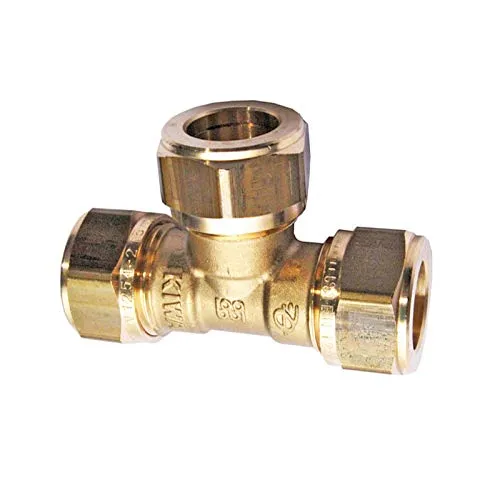 Messing Klemmverschraubung T-Stück 15 x 15 x 15 mm für Kupferrohre