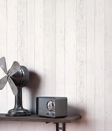 Newroom Vliestapete Grau - Holztapete im Vintage Shabby Chic - Tapete im Landhausstil, ideal für Wohnzimmer, Schlafzimmer und Küche. Die dimensionsstabile Vliestapete überbrückt Risse und ist wasserbeständig, perfekt für feuchte Räume.