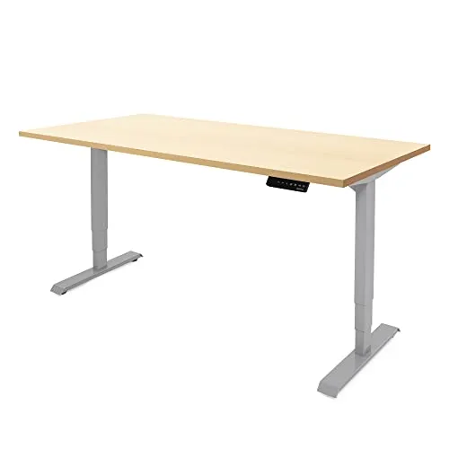 Ergotopia Desktopia Lite Elektrisch höhenverstellbarer Schreibtisch für Büro oder Home Office - 5 Jahre Garantie - ergonomischer Schreibtisch höhenverstellbar mit Ahorn Tischplatte (180 x 80 cm)
