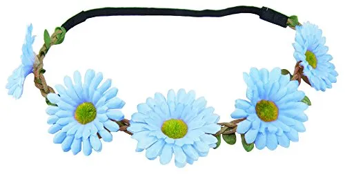 Blumen Haarband mit Margeriten - Hellblau