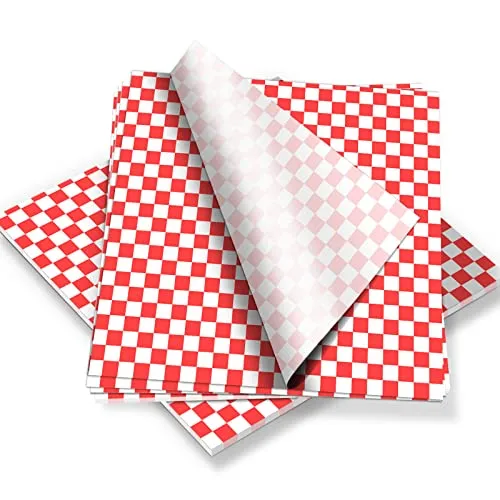 HAPPY FINDING 100 Blätter Deli Papierblätter Fettdichte Papierbögen,Lebensmittel-Ggrade-Wickelpapier,Korbeinlagen öldicht Backpapier Kreise für Burger Sandwich Kuchen 28 * 26cm