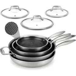 Produktbild NutriChef Edelstahl Pfannenset 7-teilig – Vielseitige Bratpfannen und Wok