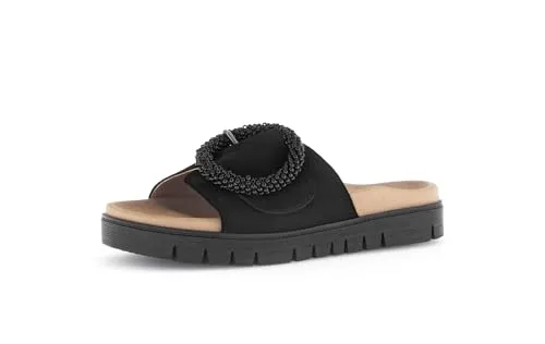 Gabor Fashion Damen-Pantolette Schwarz, Größe 40 - Elegante Damen-Pantolette von Gabor mit echtem Veloursleder und komfortablem Fußbett. Ideal für stilvolle Auftritte im Alltag und mit rutschfester Gummisohle für sicheren Halt.