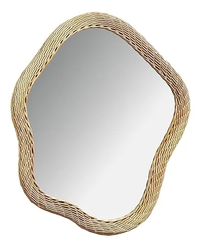 Kobolo Spiegel Wandspiegel - Luca - mit Rahmen aus natürlicher Weide - Natur