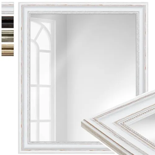 MendeFrames Wandspiegel H550 Antik weiß 50x60 cm in weiß von WANDStyle