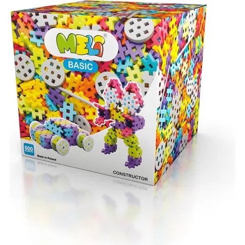 Meli Konstruktionsbausteine Basic Constructor 600 - Kreatives Bauset für Kinder ab 3 Jahren - Bauspielzeugset mit 600 Teilen, inklusive Spezialteilen wie Rädern. Fördert spielerisch Motorik und Fantasie durch kreatives Bauen von Fahrzeugen und mehr.