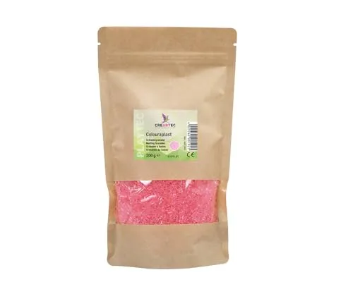 CREARTEC Colouraplast - Kunststoffperlen/Schmelzgranulat - Farbe: rosa - Menge: 200g - Ideal für Fensterbilder, Mobiles und kleine Kunstwerke - Witterungsbeständig - Made in Germany