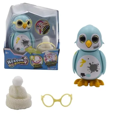 Silverlit Rettungspinguin-Interaktiver Mini Pinguin mit 10+ Modi und Interaktionen + 3 Zebhöhrteilen Sound-und Lichteffekte-Lernerlebnis-AAA-Batterien inklusive-Ab 5 Jahren E8SA2Qm349