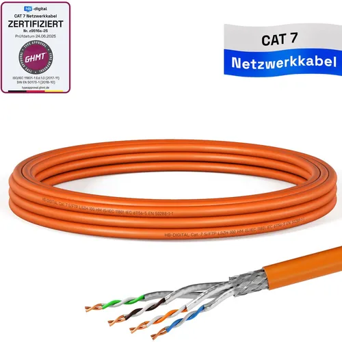 hb-digital CAT 7 Kabel Installationskabel 5m S/FTP AWG23 LSZH orange