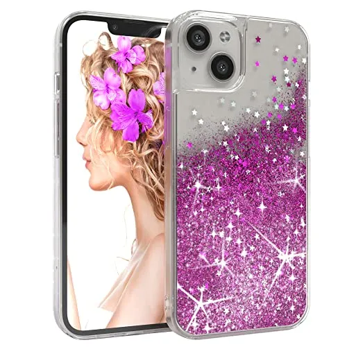 EAZY CASE Hülle kompatibel mit iPhone 13 Schutzhülle mit Flüssig-Glitzer, Handyhülle, Schutzhülle, Back Cover mit Glitter Flüssigkeit, TPU/Silikon, Transparent/Durchsichtig, Gold
