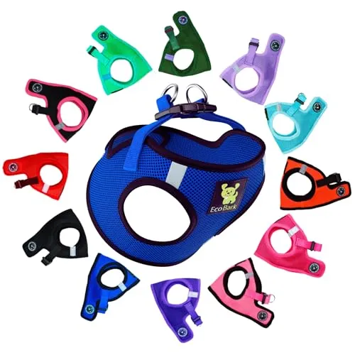 EcoBark Step in Dog Harness,Reflektierendes, weiches, luxuriöses Mesh-Hundegeschirr für XXS, XS, kleine und mittelgroße Hunde, verstellbare Haustierweste (Königsblau, Größe S)