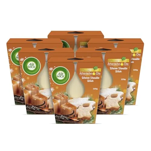 Air Wick Große Wohlfühl-Duftkerze Warm Vanilla Wish 6x105g
