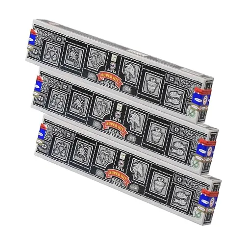 NKlaus 3X Satya Super Hit Räucherstäbchen 45g – Handgerolltes Räucherwerk aus Indien mit würzigem, weichem Duft – Geeignet für Meditation, Yoga und Raumduft