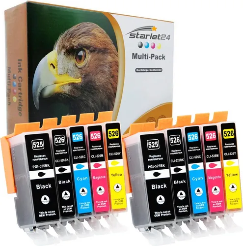 10x D&C Druckerpatronen ersetzt Canon PGI-525 CLI-526 kompatibel mit Pixma iP4800, iX6550, MG5100, MG6100, MG8120, MX710, MX880 und weiteren Modellen
