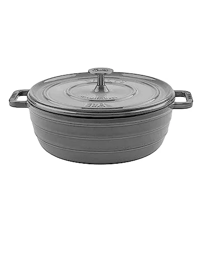 Sallys 'Ela' Deluxe Gusseisentopf - Hochwertiges Kochjuwel in Smokey Grey - Pfannen: Der robuste Gusseisentopf mit 5 Litern Fassungsvermögen und hervorragender Wärmespeicherung garantiert perfekte Kochergebnisse für Suppen, Braten und mehr.