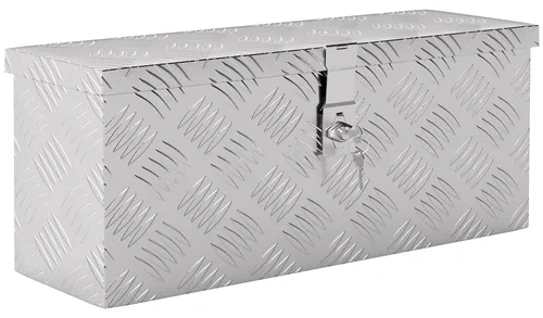 Gerätekasten Aufbewahrungskiste aus Aluminium mit Schloss und Schlüsseln 50 x 15,5 x 20,5 cm