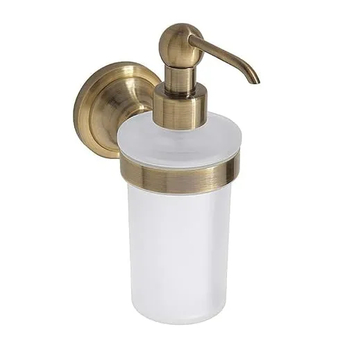 Brillantbad BETRO Bronze Seifenspender - Eleganter Seifenspender aus Messing und Milchglas, 230 ml, ideal für Bad & Küche. Einfache Montage mit beiliegendem Schrauben- & Dübelset.
