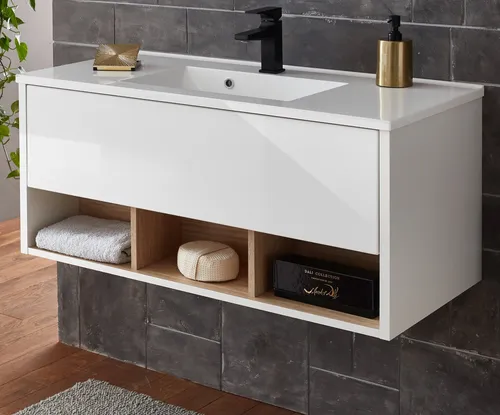 Furn.Design Waschtisch Glide 100 cm – Komplett-Set mit Waschbecken