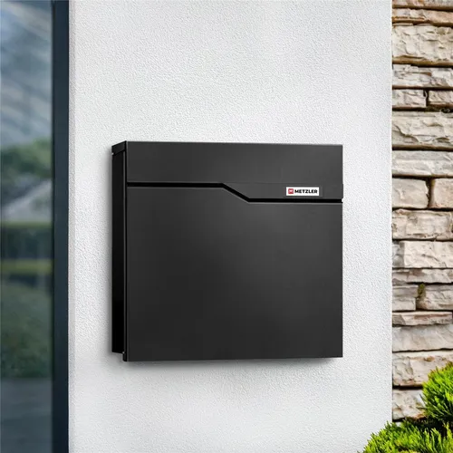 Metzler Briefkasten | austauschbares Namensschild | Schwarz | Siebert 2