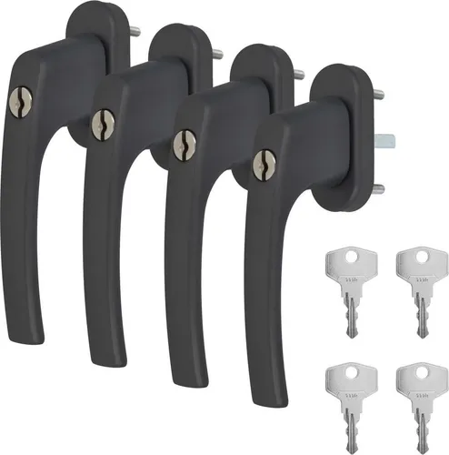 Alu Fenstergriff in Grau RAL 7016 abschließbar - Stiftlänge 30mm 4 x
