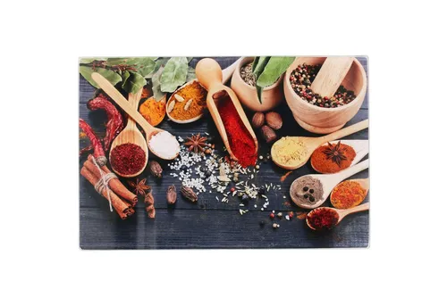 MamboCat Schneidebrett MamboCat Glas-Schneidebrett Gewürz-Dekor 30x20cm Servierplatte