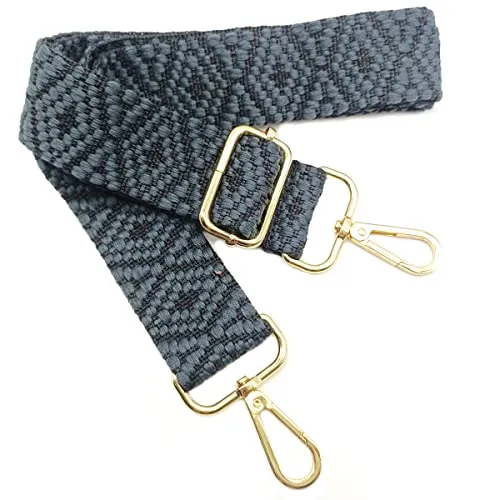 Verstellbarer Schultergurt für Taschen Schwarz, Taschengurte zum Wechseln, Taschengurt Breit mit Karabiner Gold, 80-130 cm Tragegurt Tasche für Damen Schulterriemen, Handtasche, 3.8cm, *02