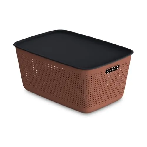 Kreher® Aufbewahrungsbox Mehrzweckkorb mit Deckel. Ideal für Kleiderschrank & Küche. Stapelbar, lebensmittelecht, BPA-frei. Aus Kunststoff in dezenten Farben. Viele Größen/Farben.