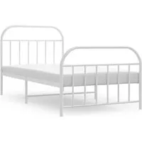 Bettgestell Metall Weiß 100x190 cm mit Kopf- und Fußteil - Stabiles Bettgestell aus pulverbeschichtetem Stahl, mit praktischem Kopf- und Fußteil sowie zusätzlichem Stauraum für eine optimale Raumnutzung.