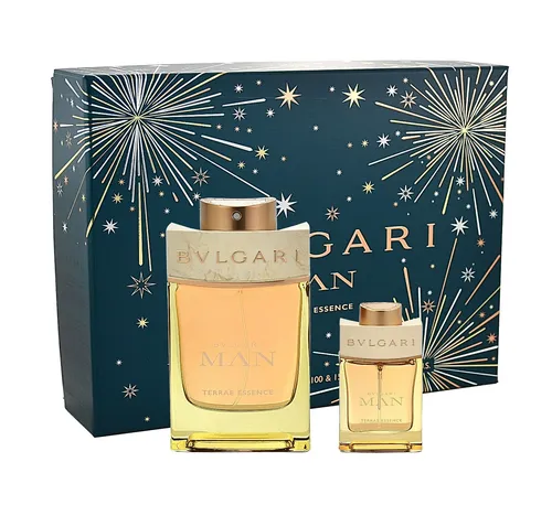 Bvlgari Man Terrae Essence Eau de Parfum Set 100ml - Parfüm-Geschenkset mit 100ml Flakon und 15ml Reiseflakon, ideal für elegante Männer, die einen warmen, holzigen Duft mit erdigen Akzenten suchen.