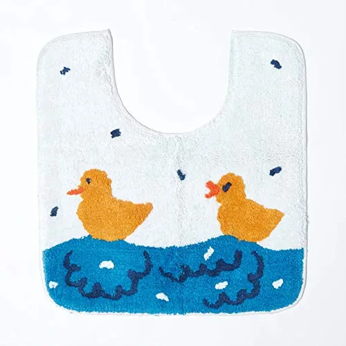 Homescapes WC-Vorleger 45x50 cm, Badematte Ententeich aus 100% Baumwolle, waschbar & flauschig weich, Badvorleger getuftet