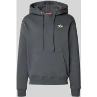 Alpha Industries Herren Basic Hoody mit kleinem Logo, Greyblack, XL - Kapuzenpullover für Herren im Regular Fit mit kleinem Logo-Print und praktischer Kängurutasche für zusätzlichen Komfort.