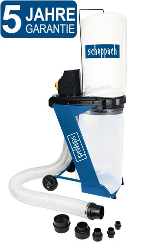 Scheppach DC500 Absauganlage - 550W Leistung, 75L Auffangsack und 1150m³/h Luftleistung, ideal für sauberes Arbeiten mit Kleingeräten