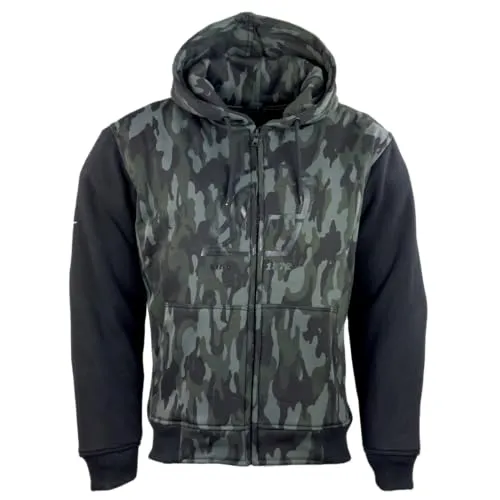 Römer Motorrad Hoodie mit Aramid & Protektoren - Motorradjacke, Motorradhoodie für Herren & Damen, camouflage black