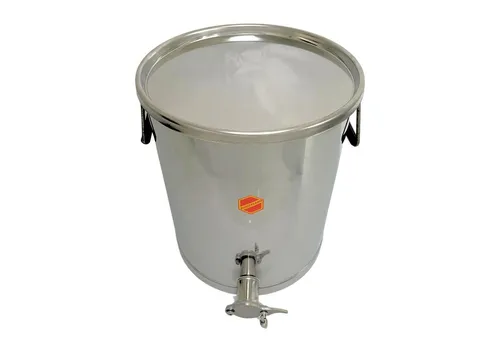 Siegerland Aufbewahrungssystem 35ZA - 35kg Edelstahl Abfüllbehälter mit Doppelhahn - Dosen für Honigabfüllung, aus hochwertigem Edelstahl für Langlebigkeit und rostbeständige Nutzung. Mit zwei dichtschließenden Hähnen für effizientes Abfüllen und hygienischem Deckel.